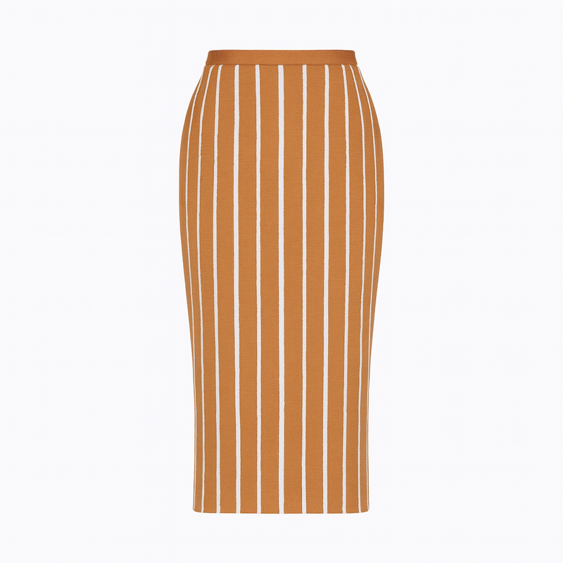 Anu Skirt | White on Brown-zoom-