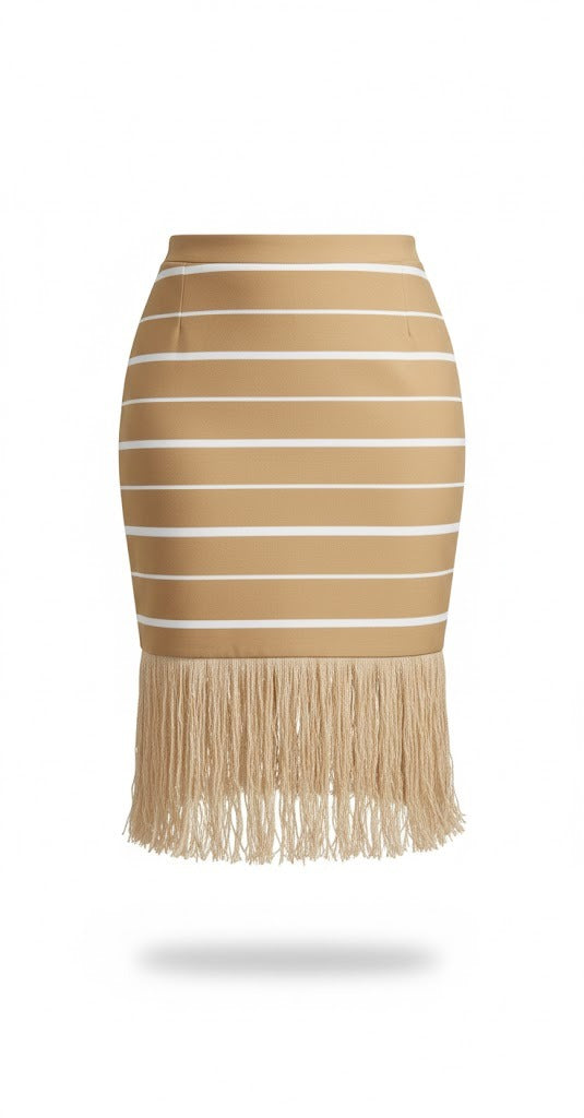 Oge Skirt | White on Brown-zoom-3